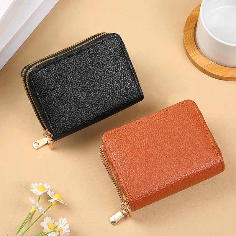 RFID Mini Wallet — Unisex PU Leather Zip Coin Purse