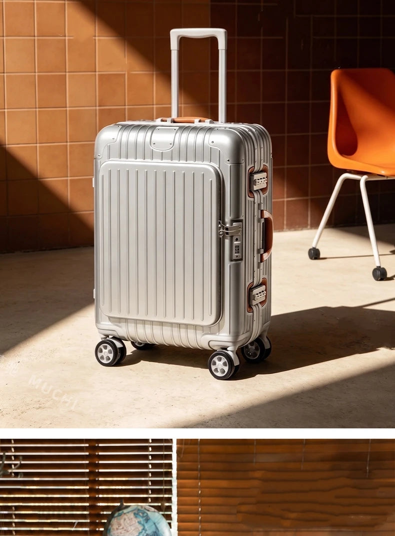 Carry-On Suitcase with Front Pocket — TSA Lock Rolling Luggage 20/24/28"