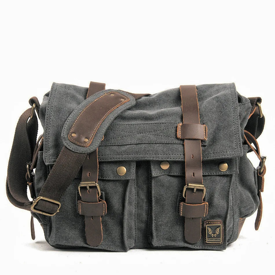 Vintage Canvas & Leather Messenger Bag
