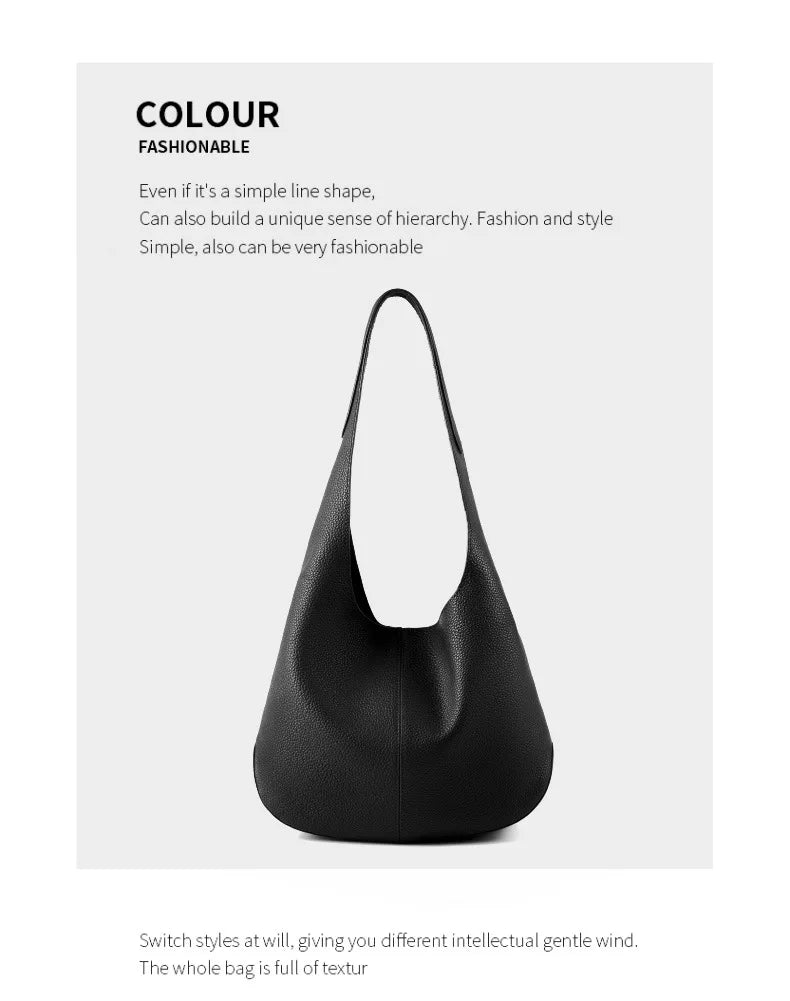 Women's Soft Leather Bucket Shoulder Bag