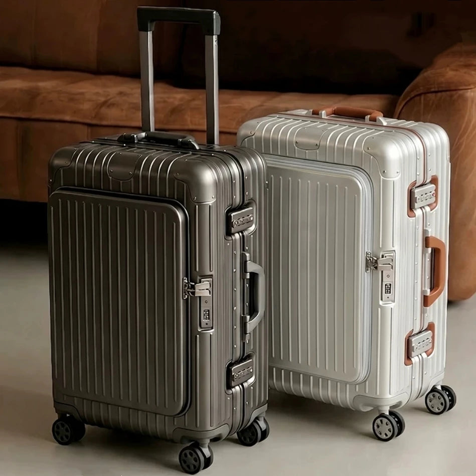 Carry-On Suitcase with Front Pocket — TSA Lock Rolling Luggage 20/24/28"