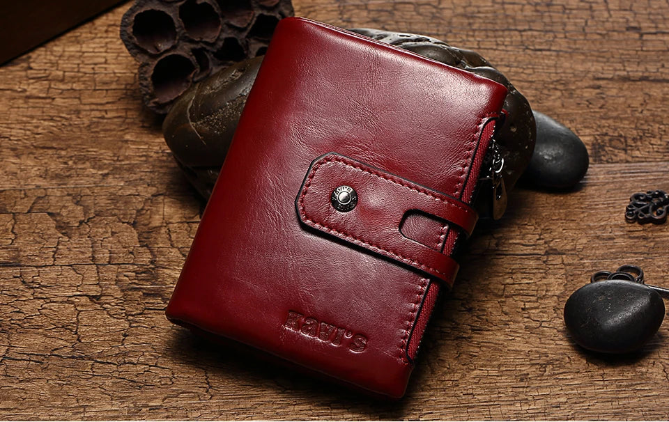 RFID Leather Bifold Wallet — Zip Coin Pocket for Men & Women
