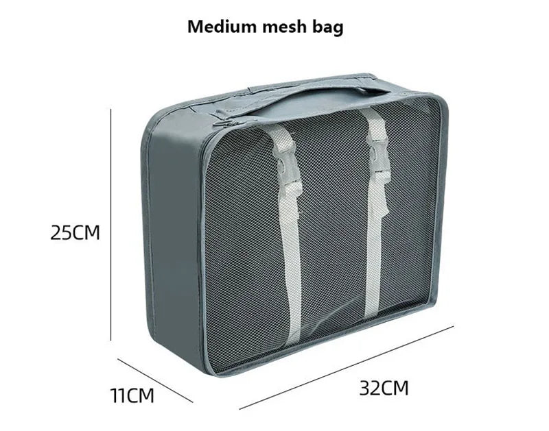 8-Piece Waterproof Travel Packing Cubes Set – Luggage Organiser with Drawstring Pouches