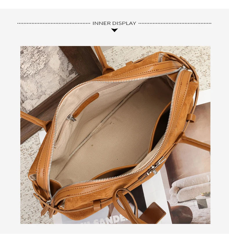 Women's Water-Resistant Suede Leather Tote