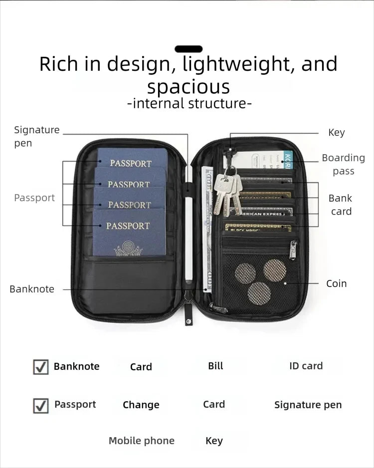 RFID Travel Passport Holder — Waterproof Document Wallet