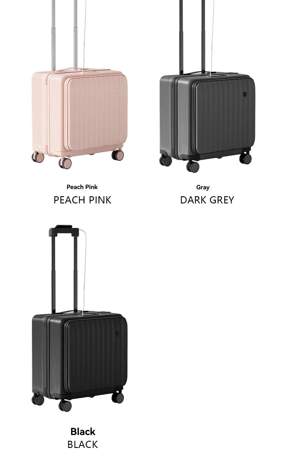18" Cabin Suitcase with Deep Front Compartment — Unisex Boarding Bag