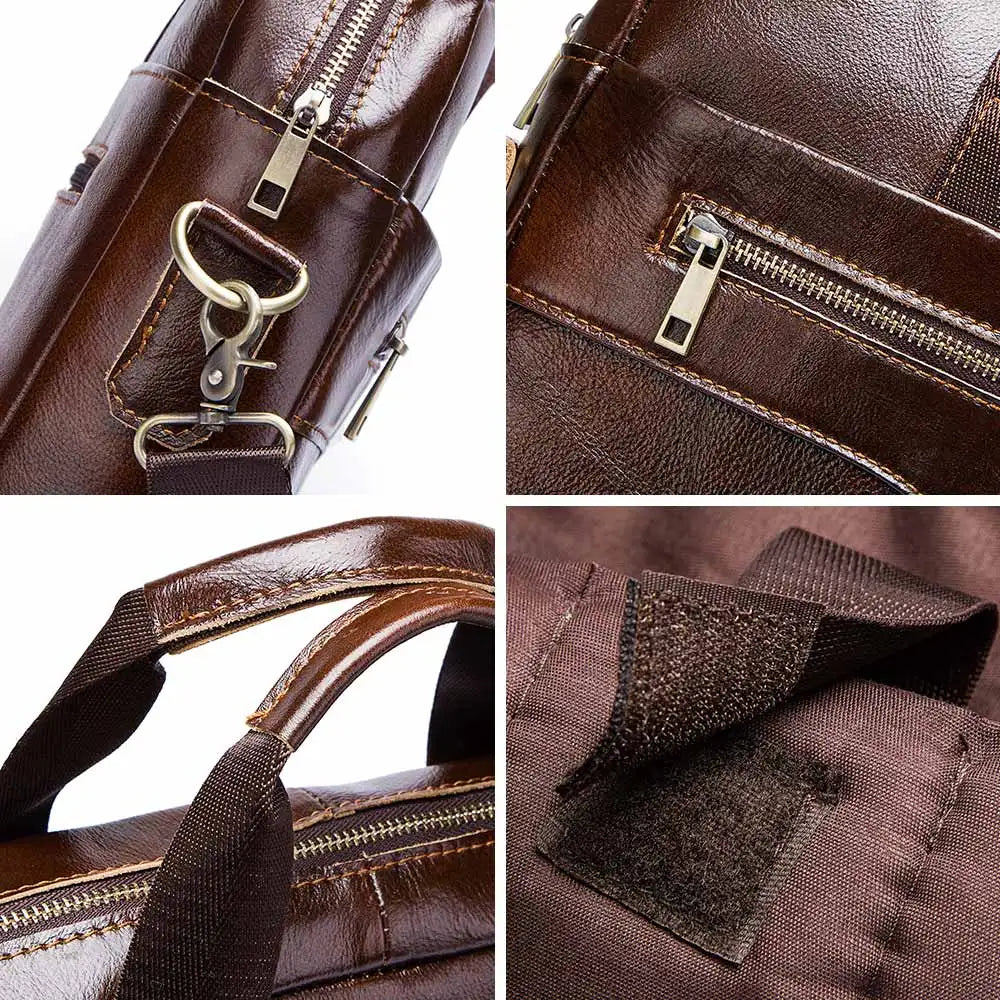 Men's Genuine Leather Briefcase – Laptop & Office Shoulder Bag