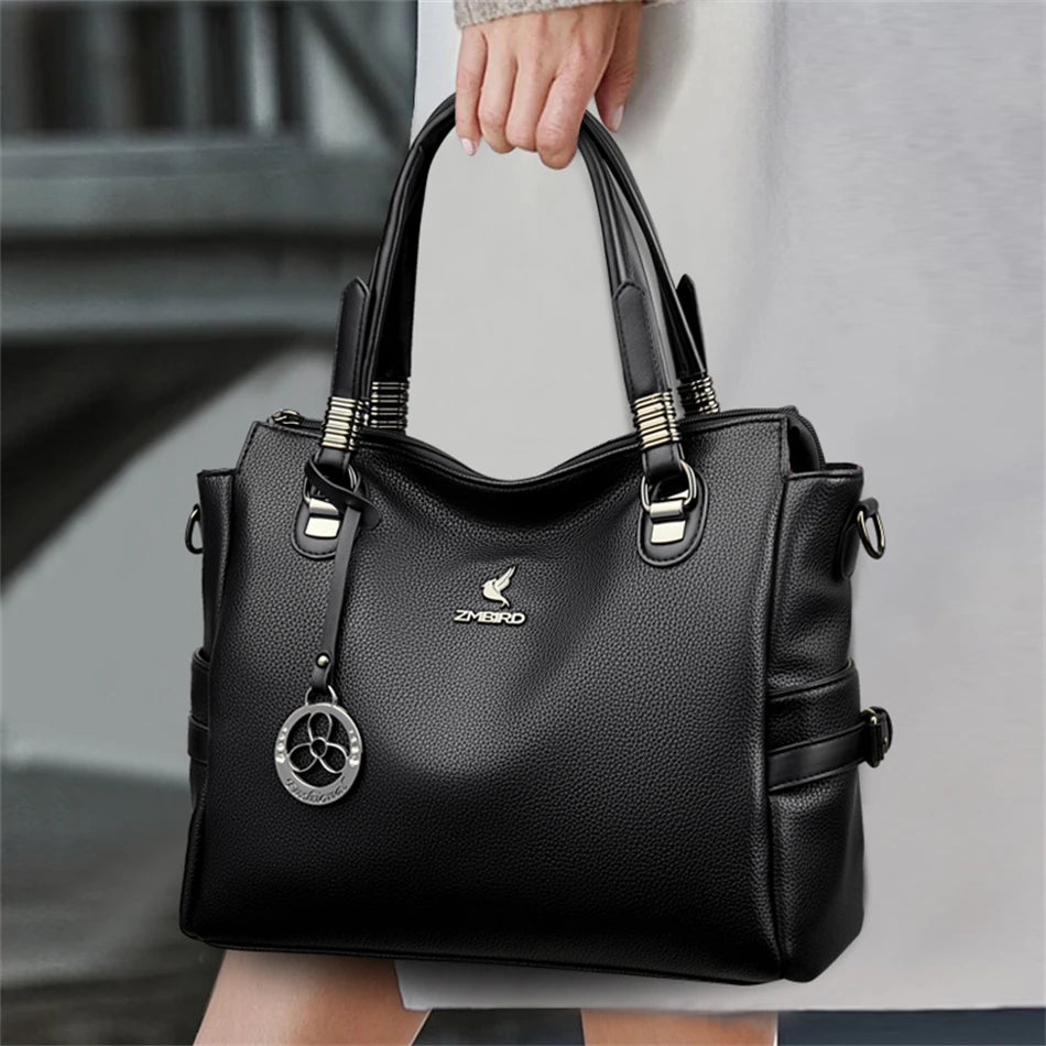 Women's Genuine Leather Crossbody Shoulder Bag – Large Luxury Handbag