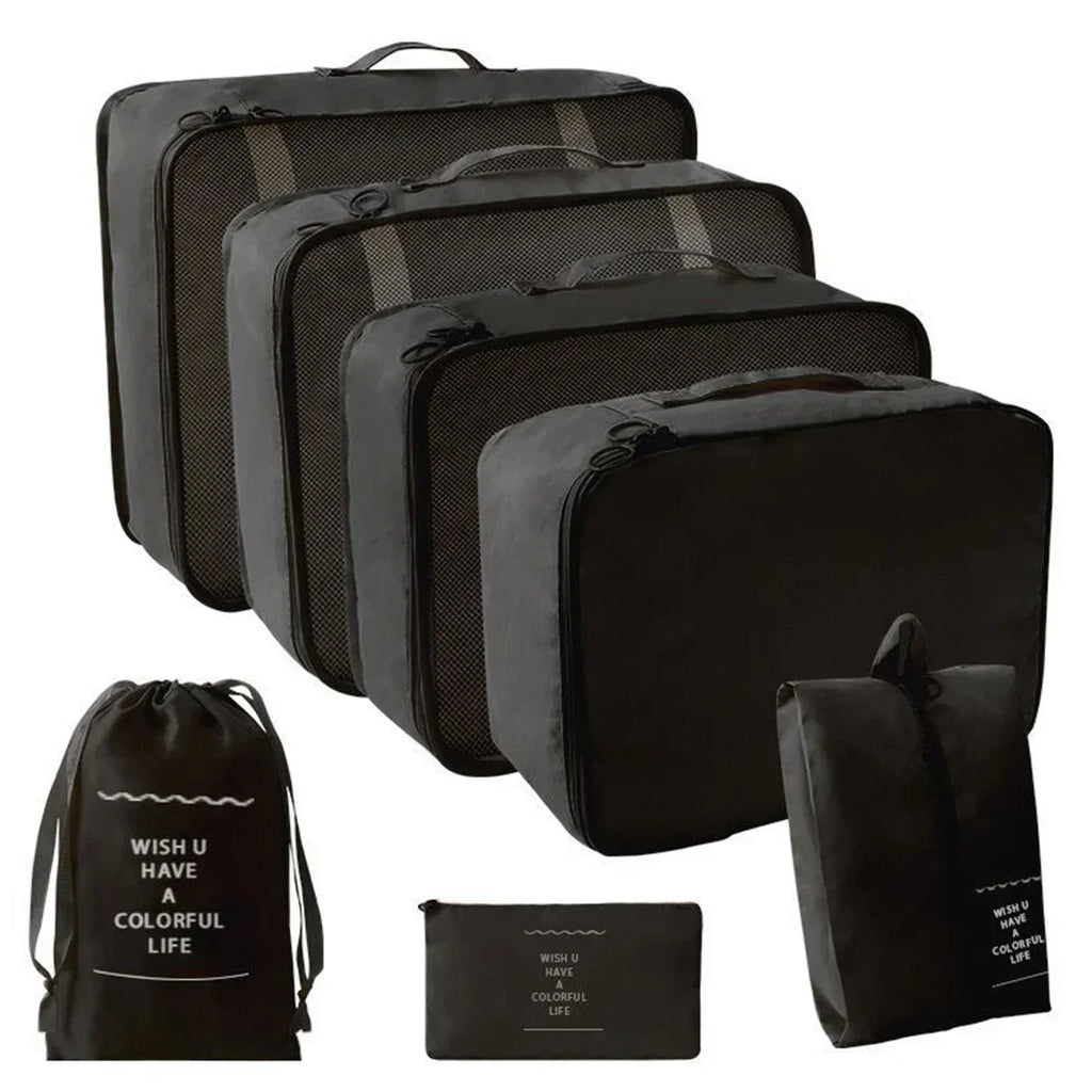 7-Piece Transparent Compression Packing Cubes – Luggage Organiser Set