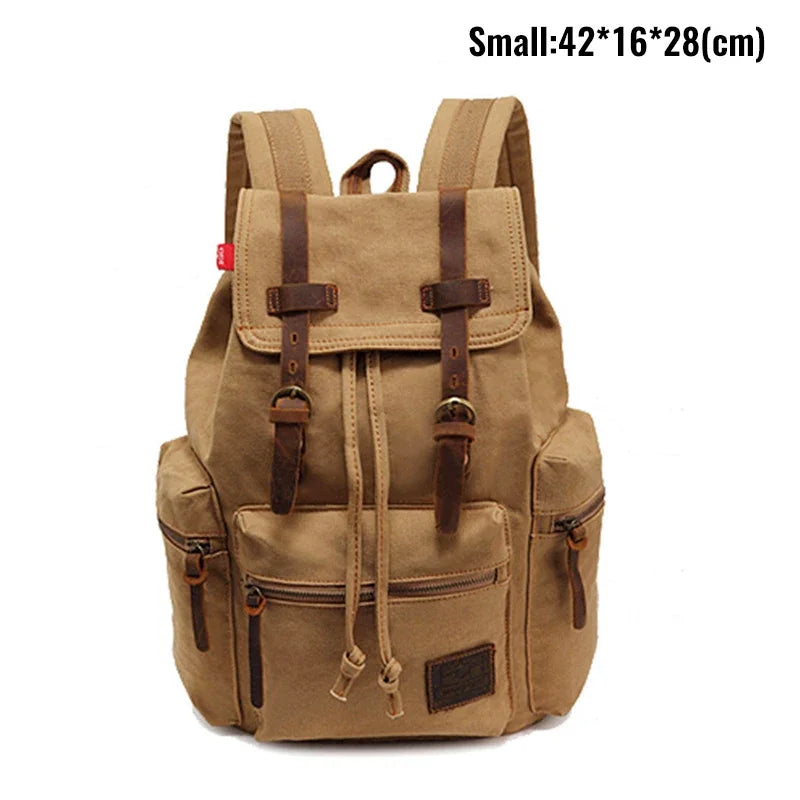 Retro Canvas Laptop Backpack — Vintage 36–55L Travel Rucksack