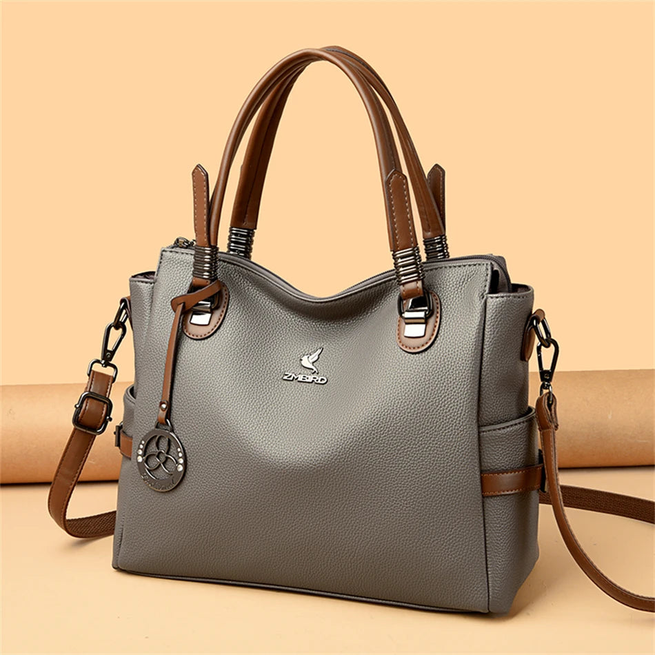 Women's Genuine Leather Crossbody Shoulder Bag – Large Luxury Handbag