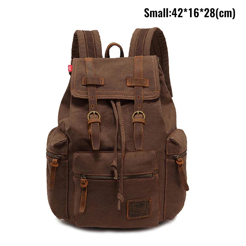 Retro Canvas Laptop Backpack — Vintage 36–55L Travel Rucksack