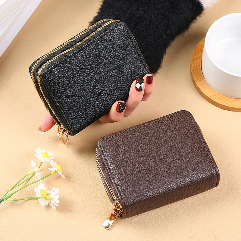 RFID Mini Wallet — Unisex PU Leather Zip Coin Purse
