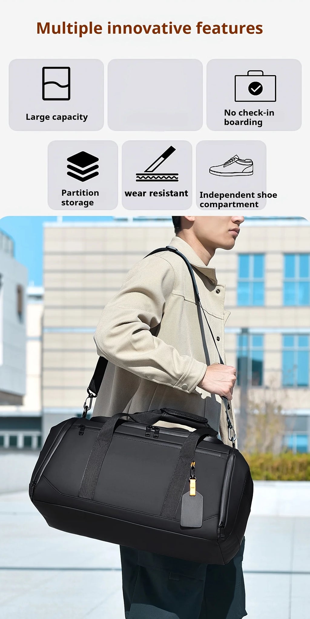 Large Travel Duffel Bag — Sports Gym & Weekend Overnight Bag