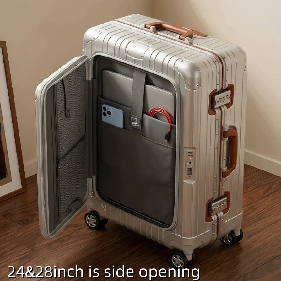 Carry-On Suitcase with Front Pocket — TSA Lock Rolling Luggage 20/24/28"