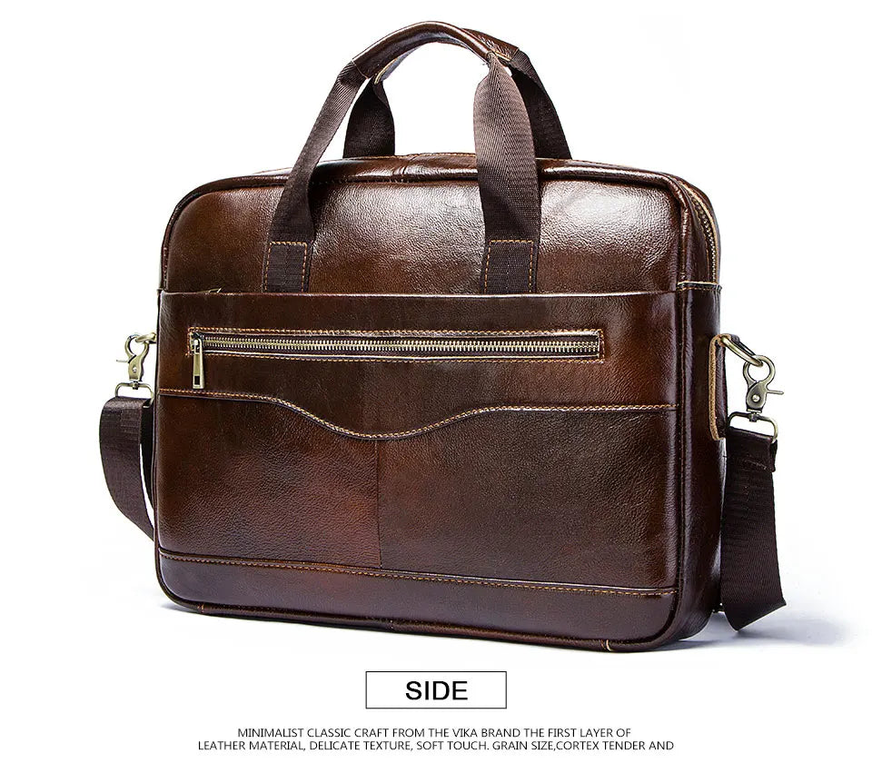 Men's Genuine Leather Briefcase – Laptop & Office Shoulder Bag