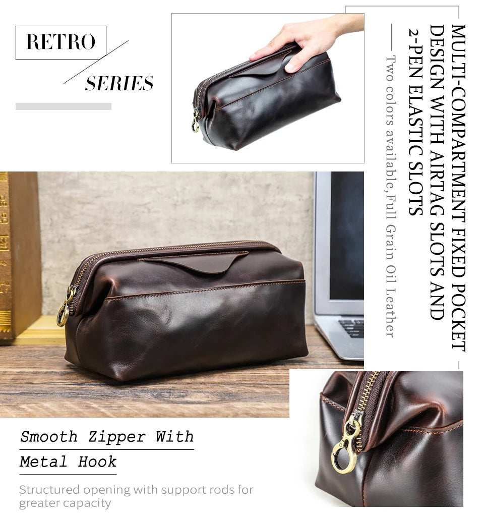 Northbound Travel Tech Clutch — Genuine Leather Cable & Accessory Organiser