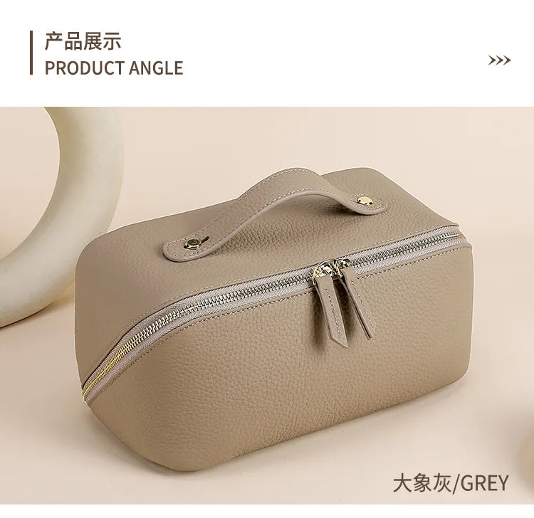 Genuine Leather Travel Cosmetic Bag