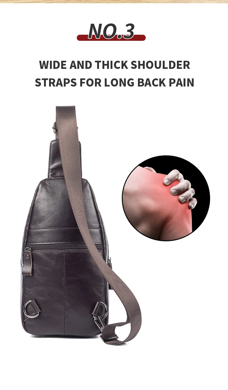 Genuine Leather Chest Bag — Anti-Theft Retro Crossbody Sling