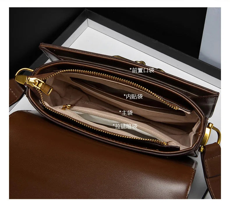 Women's Genuine Leather Saddle Bag – Crossbody Shoulder Bag