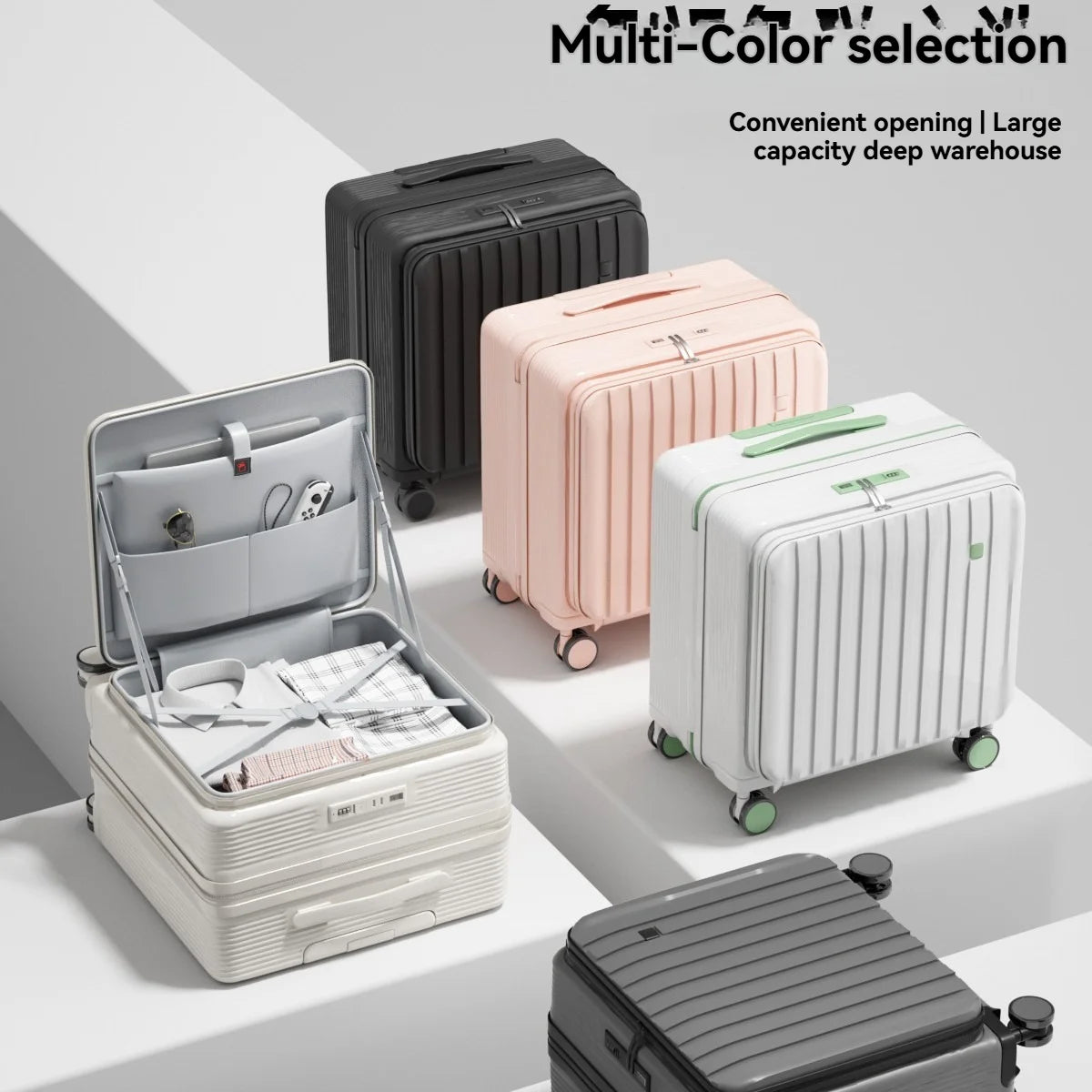 18" Cabin Suitcase with Deep Front Compartment — Unisex Boarding Bag