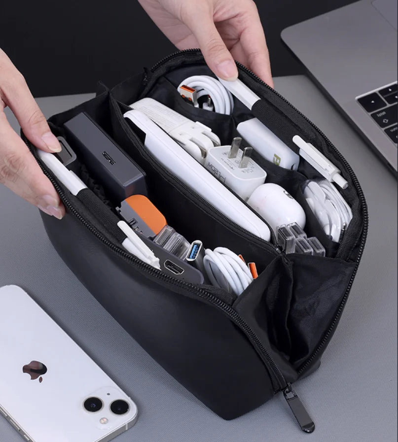 Northbound Tech Pouch — Large Leather Cable Organiser Bag