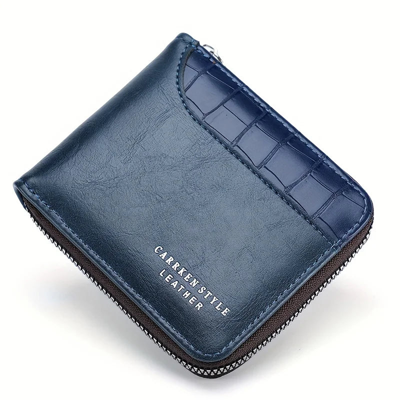 RFID Leather Men's Wallet — Zip Coin Pocket & Card Holder