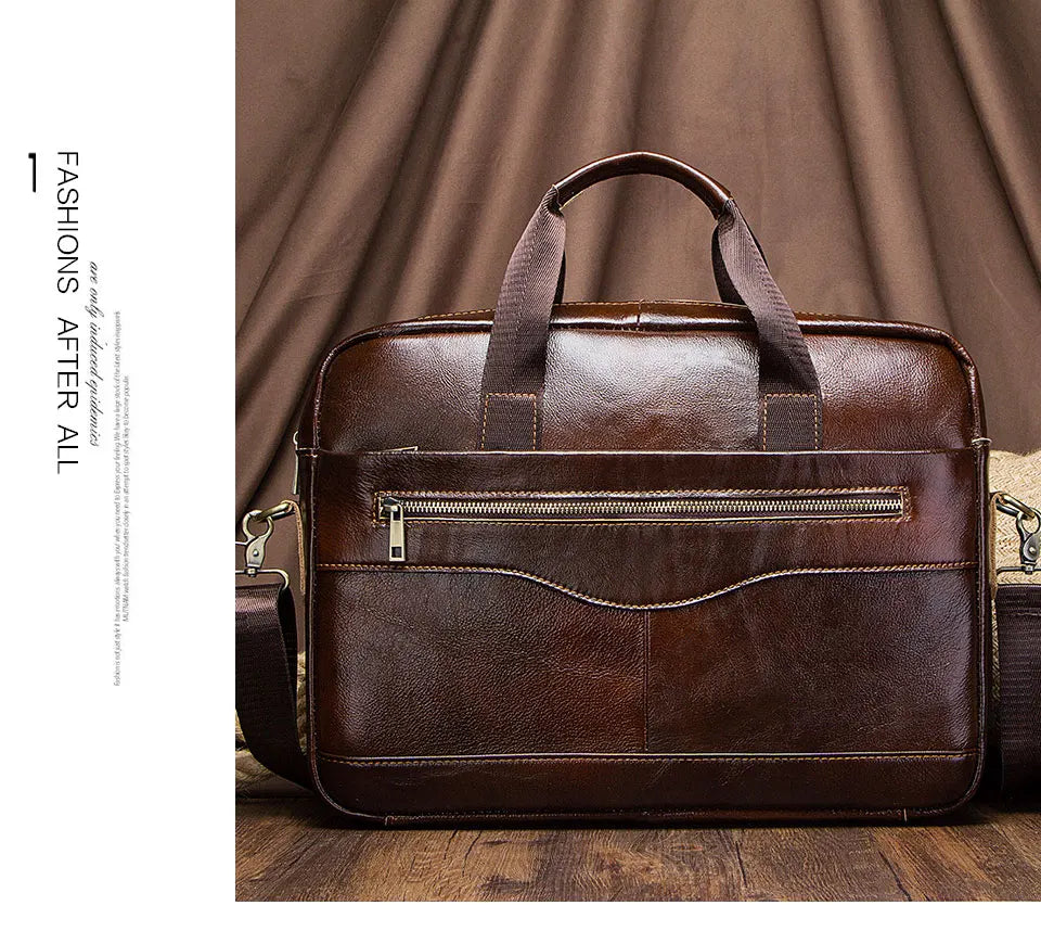 Men's Genuine Leather Briefcase – Laptop & Office Shoulder Bag