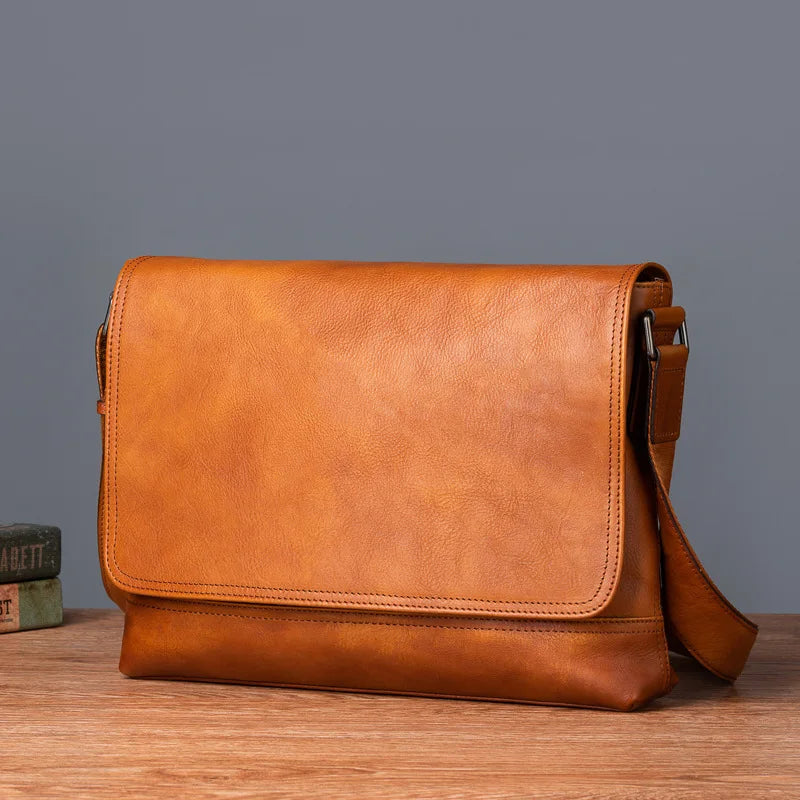 Men's Genuine Leather Briefcase – Large Capacity Shoulder Messenger Bag