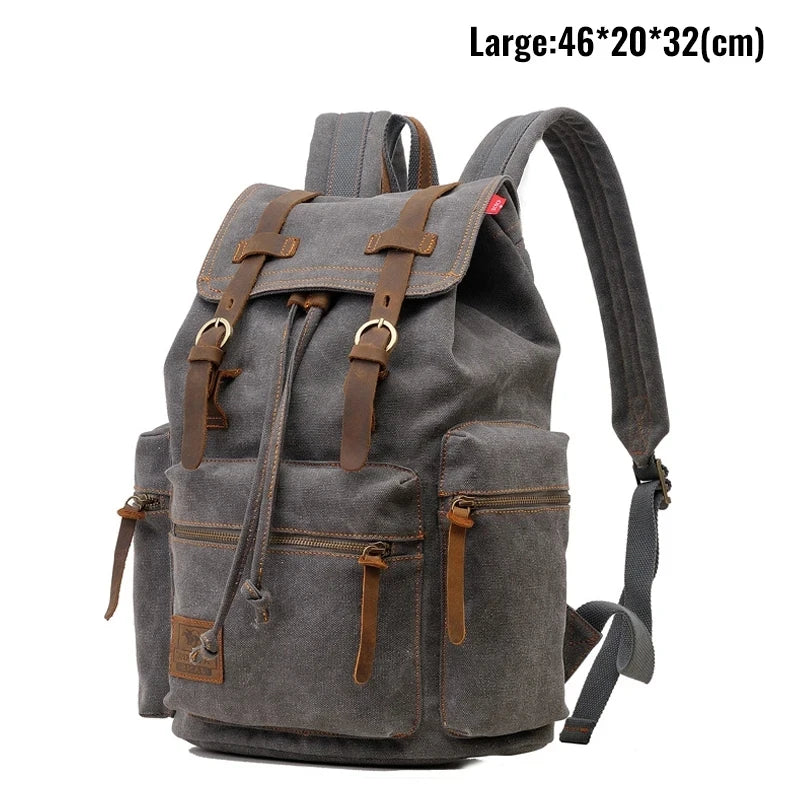 Retro Canvas Laptop Backpack — Vintage 36–55L Travel Rucksack
