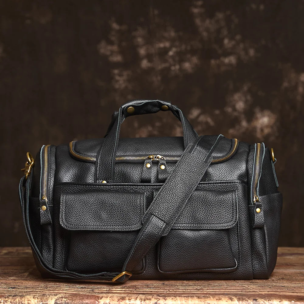 Vintage Leather Travel Messenger Bag