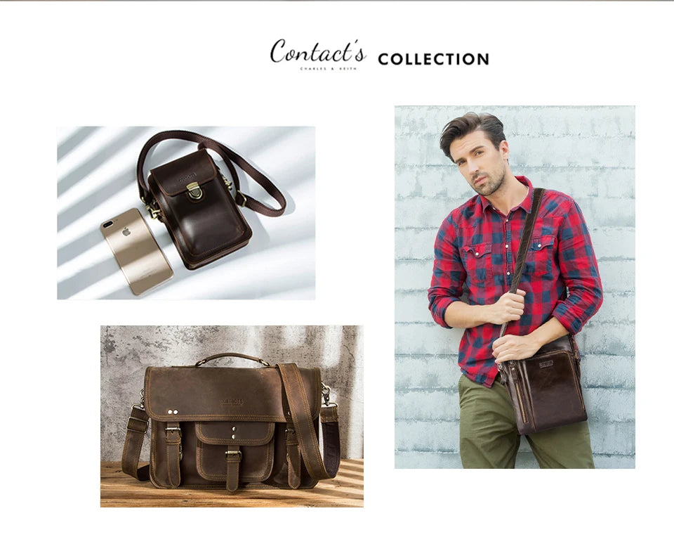 Men's RFID Leather Wallet with AirTag Holder