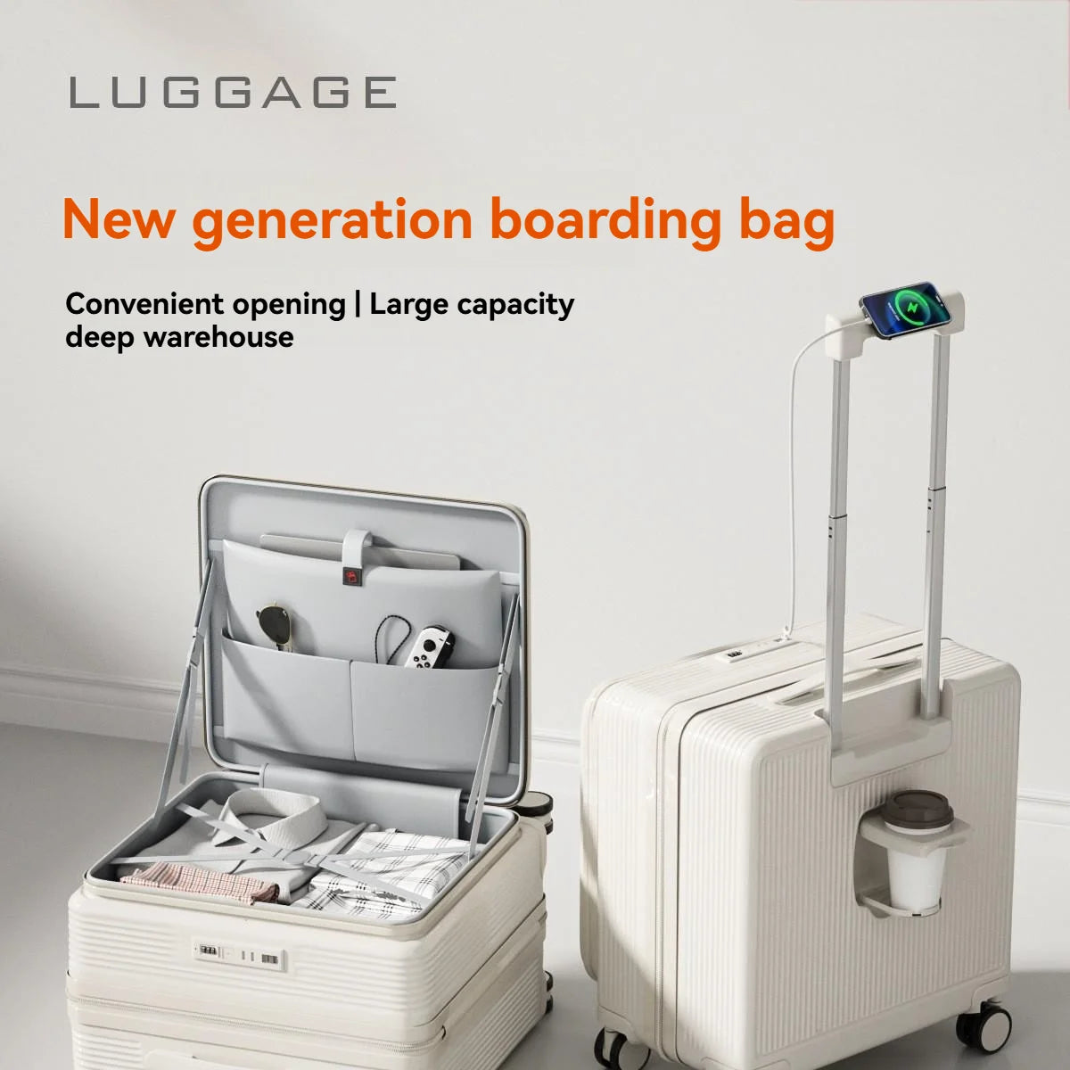 18" Cabin Suitcase with Deep Front Compartment — Unisex Boarding Bag
