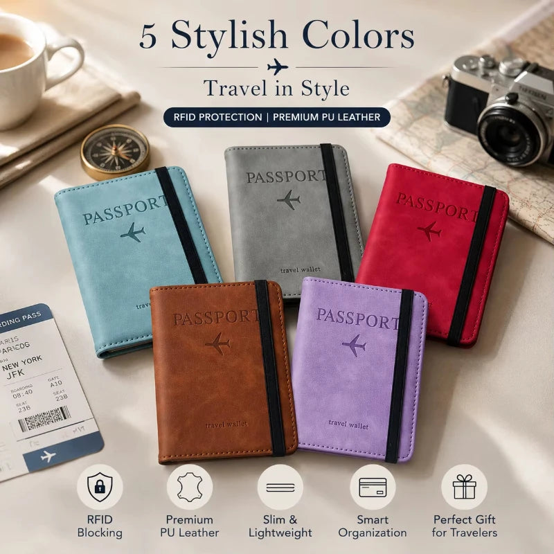 Passport Book Holder for Men & Women – Travel Wallet & Cover Case