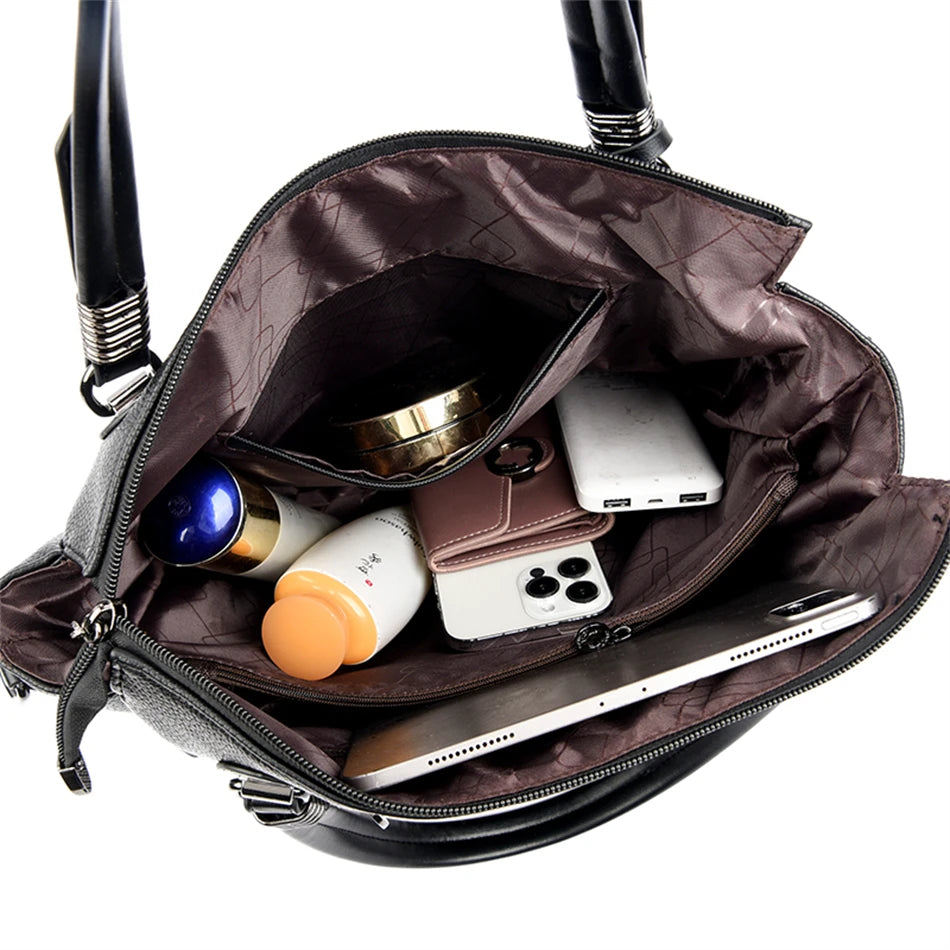 Women's Genuine Leather Crossbody Shoulder Bag – Large Luxury Handbag
