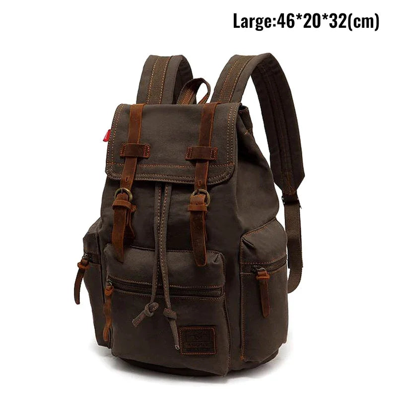 Retro Canvas Laptop Backpack — Vintage 36–55L Travel Rucksack