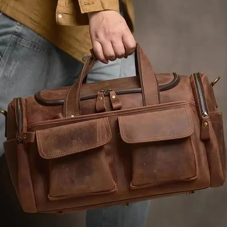 Vintage Leather Travel Messenger Bag