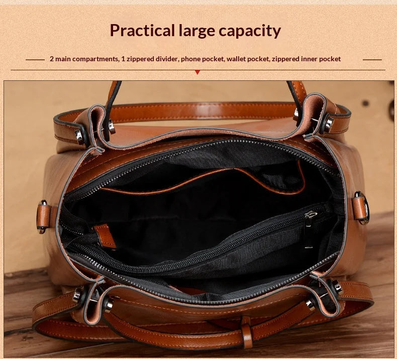 Women's Slouchy Waxed Leather Convertible Shoulder Bag