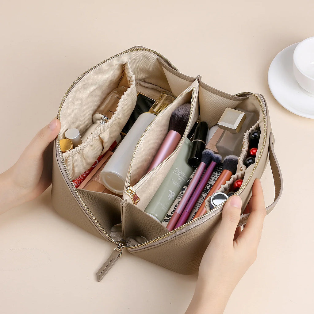 Genuine Leather Travel Cosmetic Bag