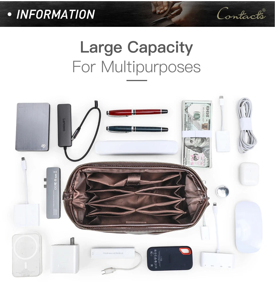 Northbound Travel Tech Clutch — Genuine Leather Cable & Accessory Organiser