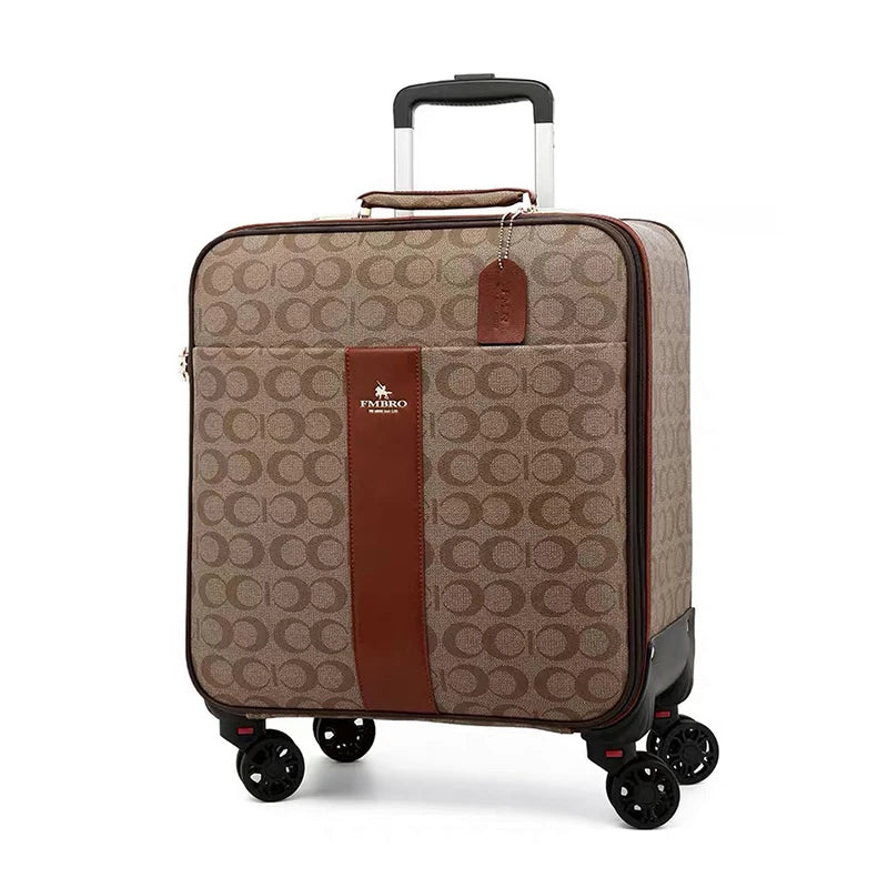 Leather Rolling Luggage Set — Suitcase with Handbag & Carry-On
