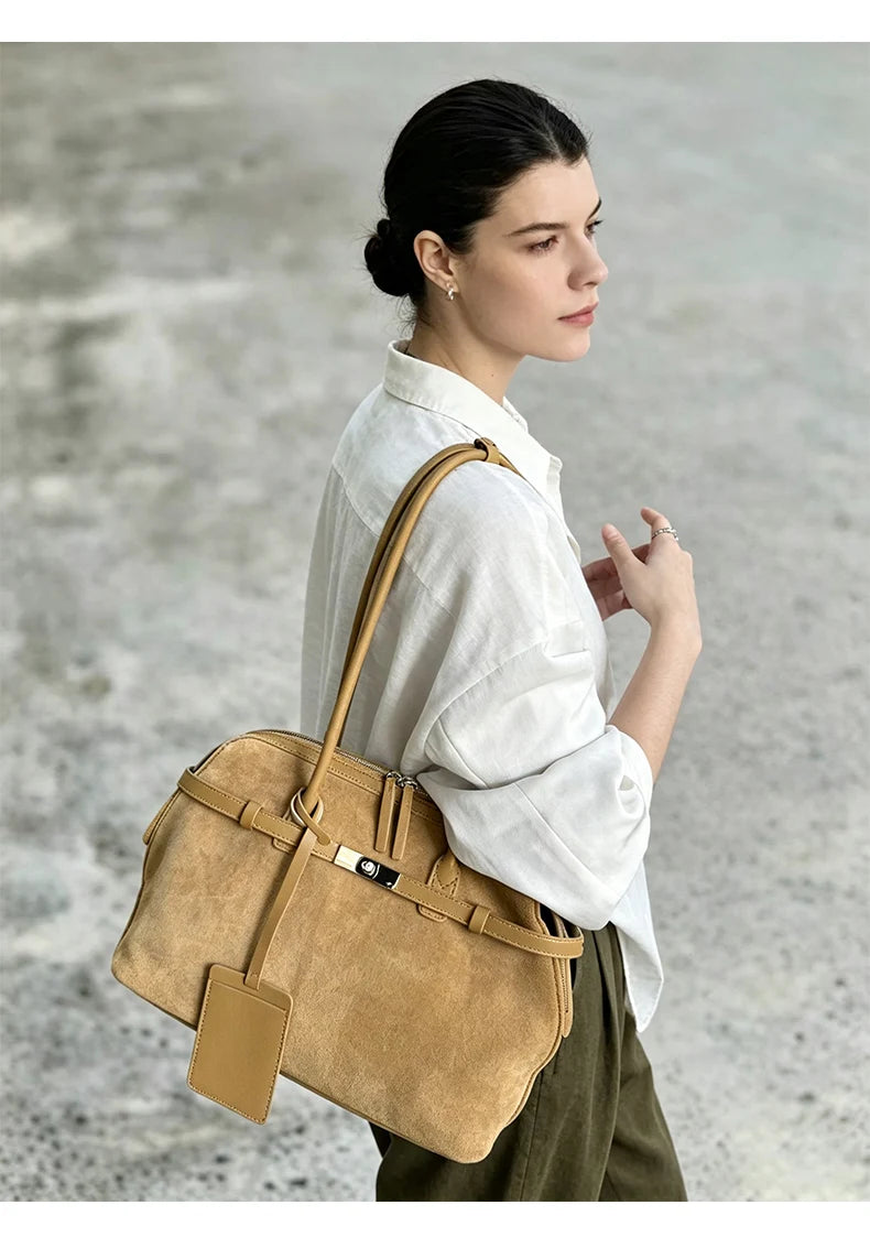 Women's Water-Resistant Suede Leather Tote