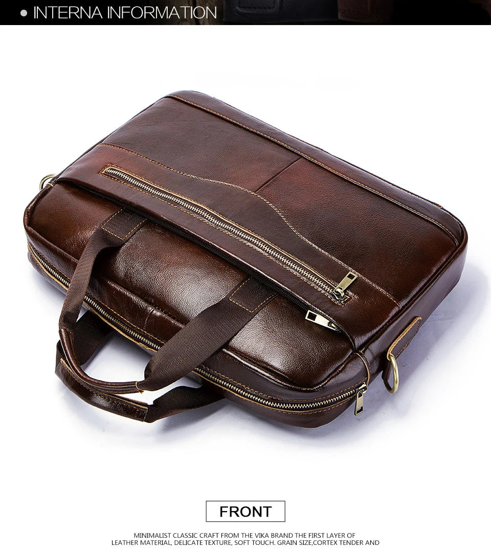 Men's Genuine Leather Briefcase – Laptop & Office Shoulder Bag