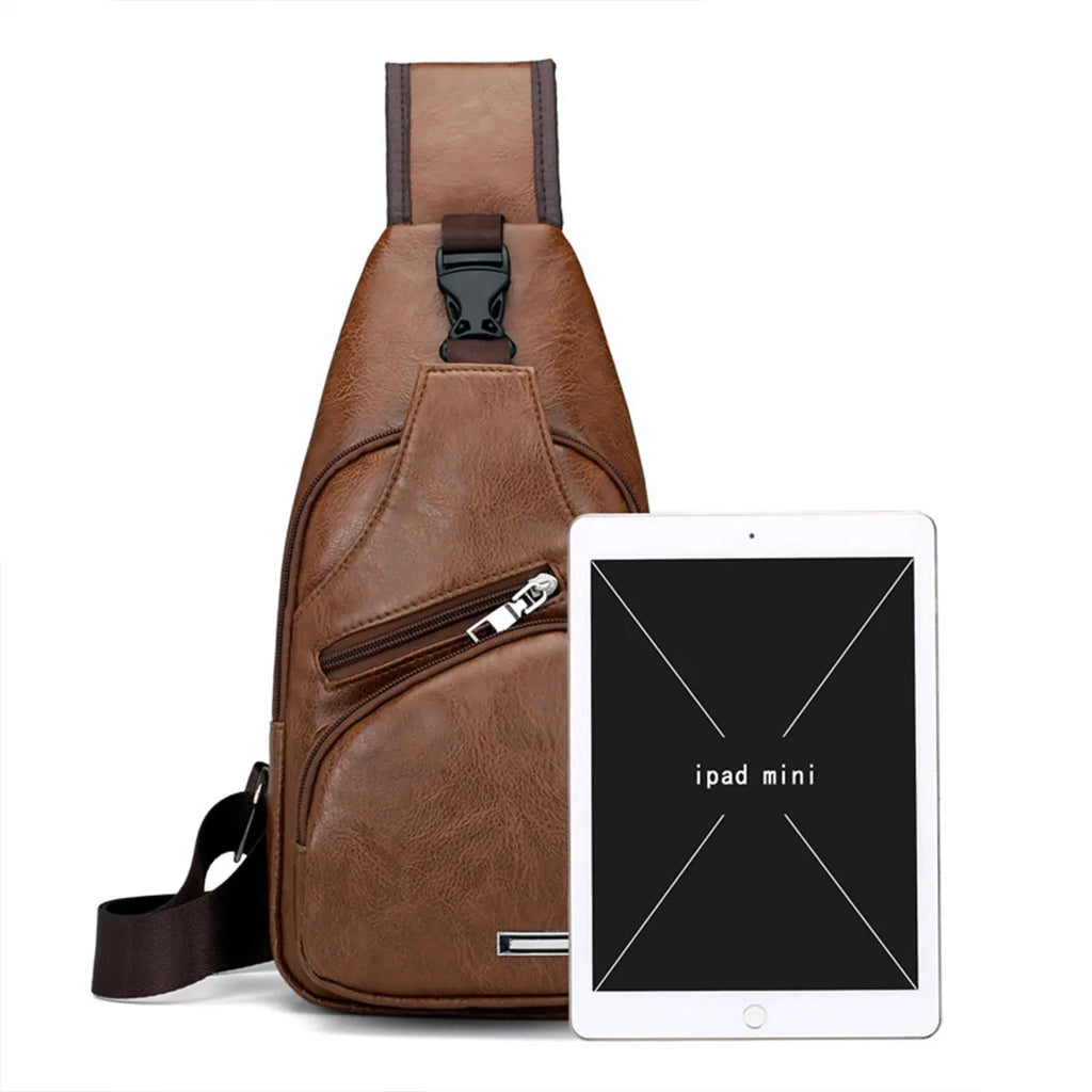 PU Leather Crossbody Bag — Multi-Pocket Outdoor Shoulder Bag