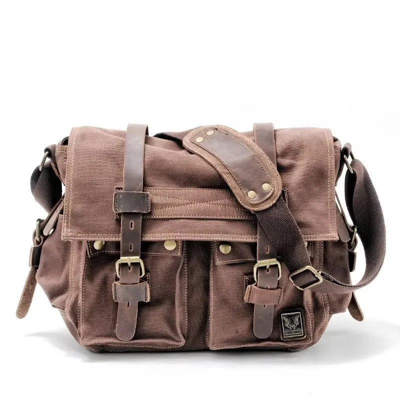 Vintage Canvas & Leather Messenger Bag