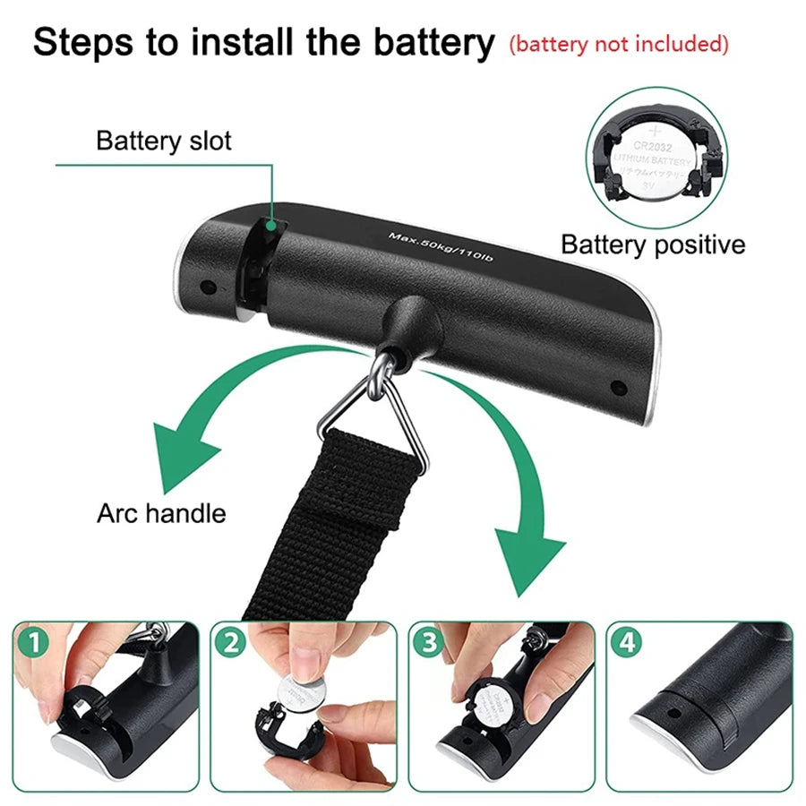 Portable Digital Luggage Scale — 110lb/50kg LCD Hanging Weigher