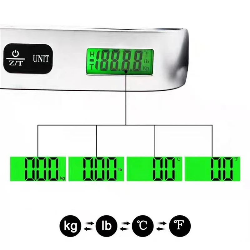 Portable Digital Luggage Scale — 110lb/50kg LCD Hanging Weigher