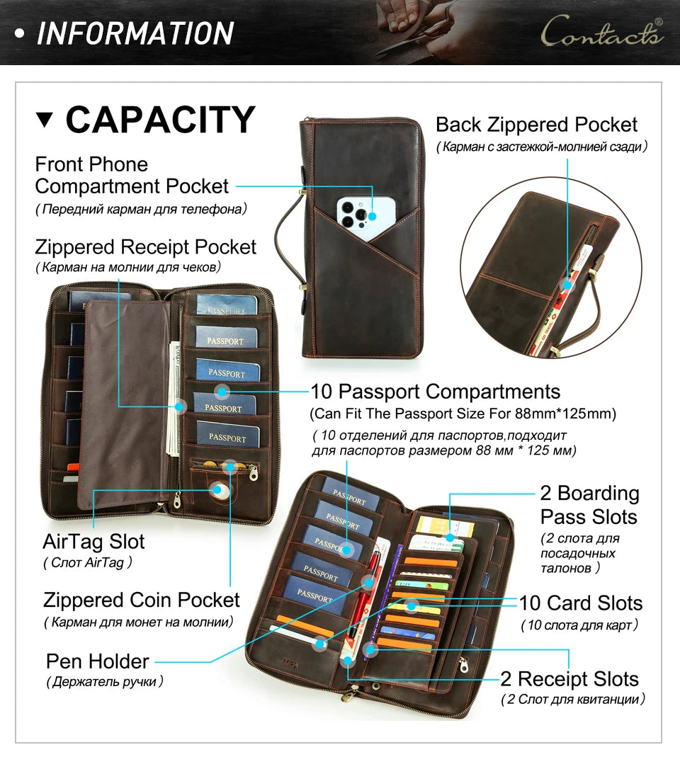 Family Travel Passport Holder – RFID Anti-Theft Document Organiser