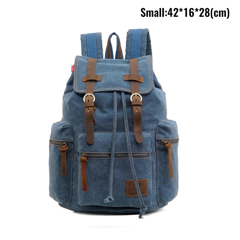 Retro Canvas Laptop Backpack — Vintage 36–55L Travel Rucksack