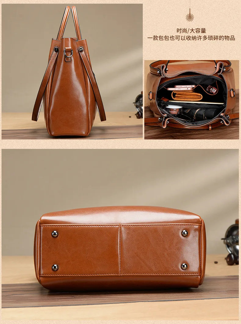 Women's Slouchy Waxed Leather Convertible Shoulder Bag